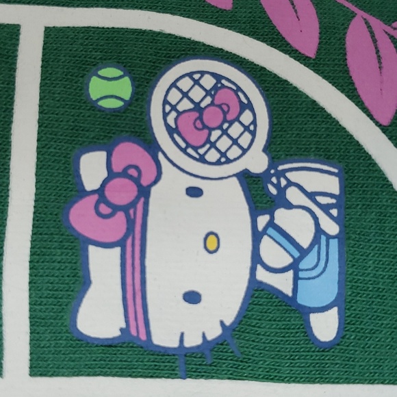 Hello Kitty Athletic Dept. Graphic Cropped Long Sleeve Sweatshirt ~ Green - Picture 13 of 15